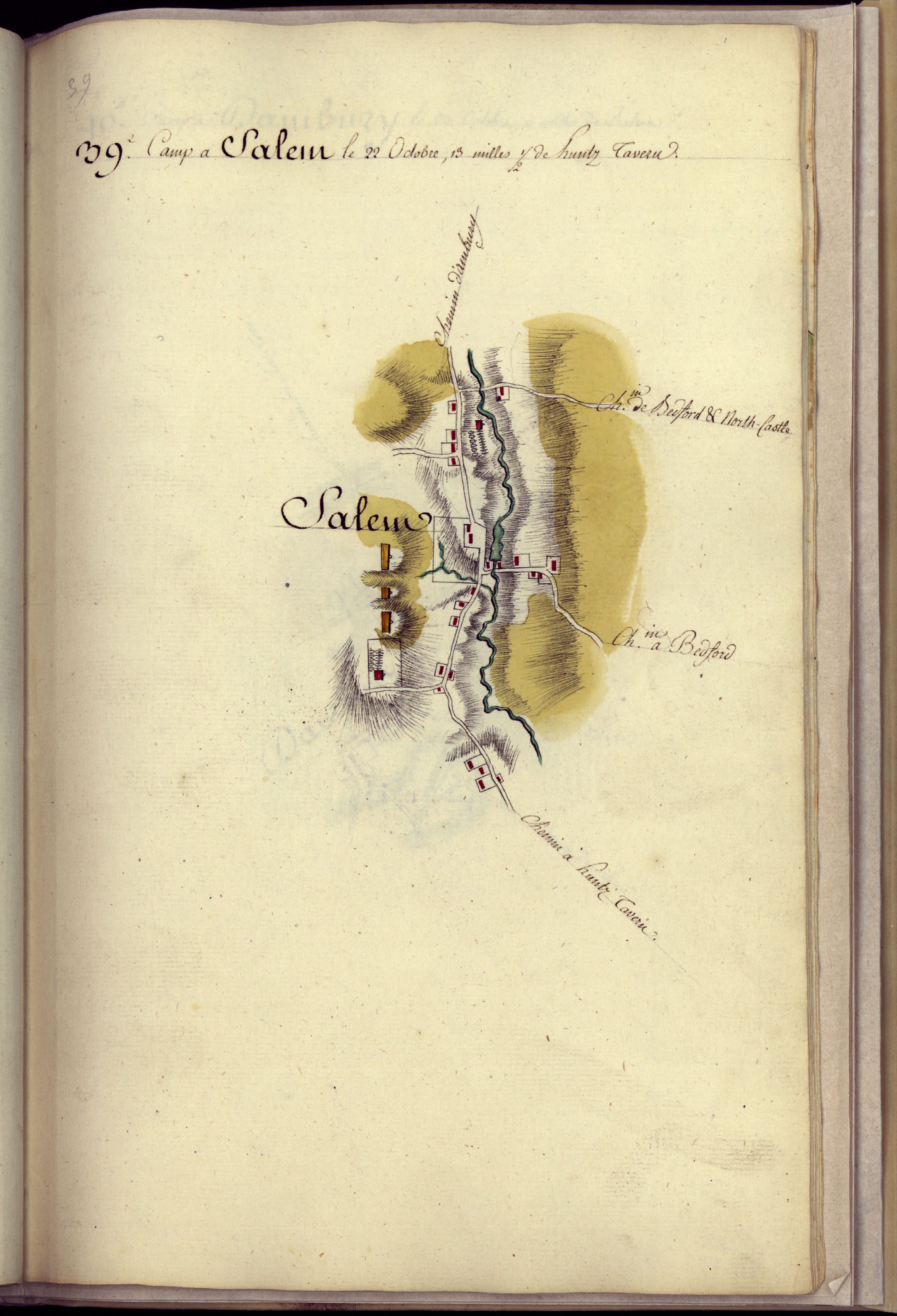 Ein aufgeschlagenes Buch mit einer detaillierten Karte einer Stadt mit verschiedenen Städten und Dörfern, begleitet von beschreibendem Text über die Stadt und ihre Einwohner.