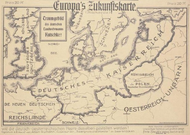 Alte Europa-Karte aus dem frühen 20. Jahrhundert, die das Ausmaß der Europäischen Union mit handgeschriebenem Text auf dem Papier zeigt.
