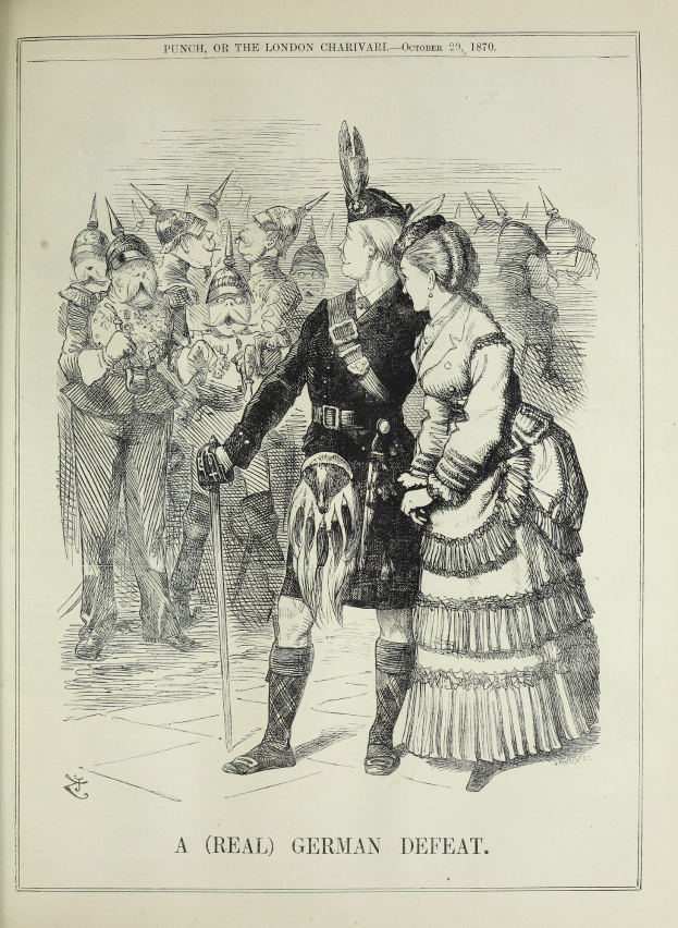 Ein Mann und eine Frau stehen vor einer Menge, der Mann hält einen Stock, auf einem Papier mit deutschem Text und Zahlen, die eine Niederlage angeben.