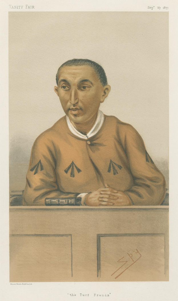 Ein Mann in weißem Hemd und dunkler Hose sitzt an einem Tisch mit ernster Miene, mit dem Text "Die Rasenbetrüger" unten im Bild.