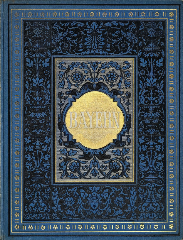 Ein blau-goldenes Buch mit der Aufschrift "Bayern", verziert mit detaillierten Designs.