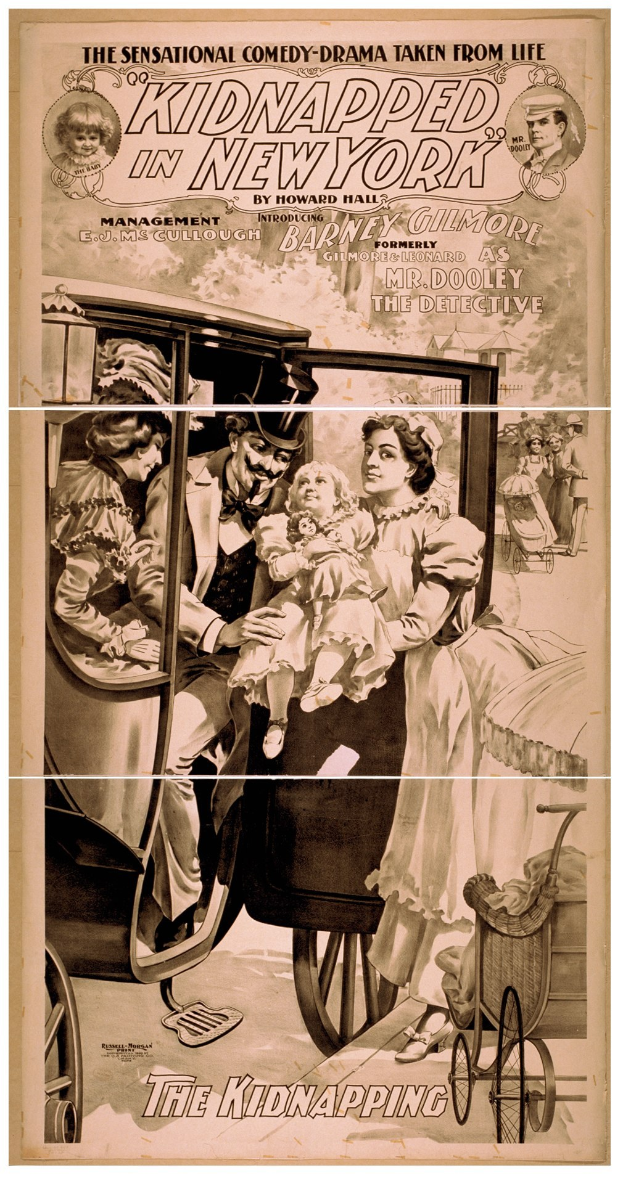 Plakat für den Film "Entführt in New York", das eine Gruppe besorgter Menschen in einem Fahrzeug zeigt, mit dem Titel über dem Bild in ged├Ąmpften Farben.