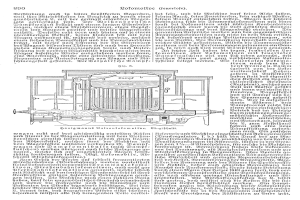 Ein detailliertes Auto-Motor-Schema mit beschrifteten Komponenten auf einer Buchseite, begleitet von dem Text "Deutsches Patent 890,000,000 - Schematics of the Engine".