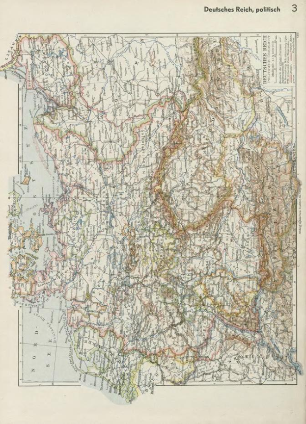 Eine Karte Deutschlands aus dem 19. Jahrhundert, die politische Grenzen zeigt, mit erklärendem Text oben und unten.